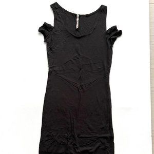 3 Olives Asymmetric  Drop Shoulder Sleeve Dress Black ( XS )